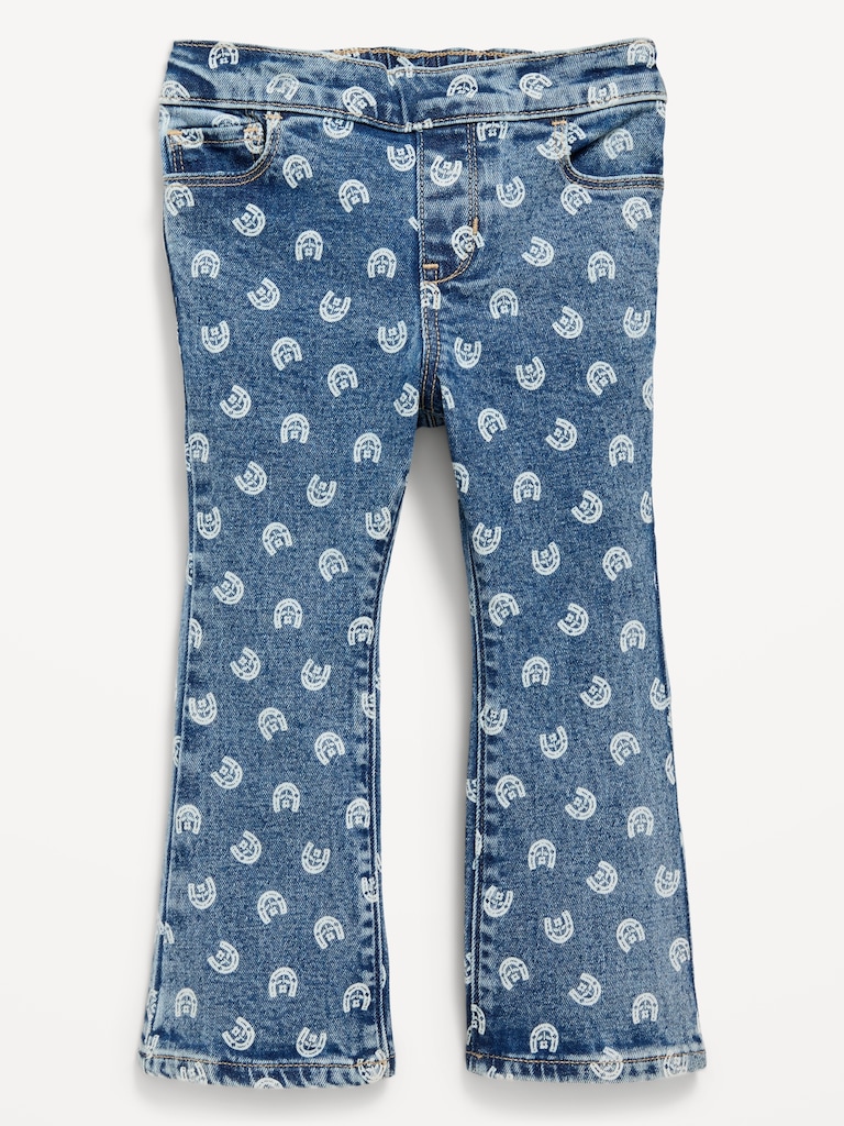 Printed Pull-On Flare Jeans for Toddler Girls