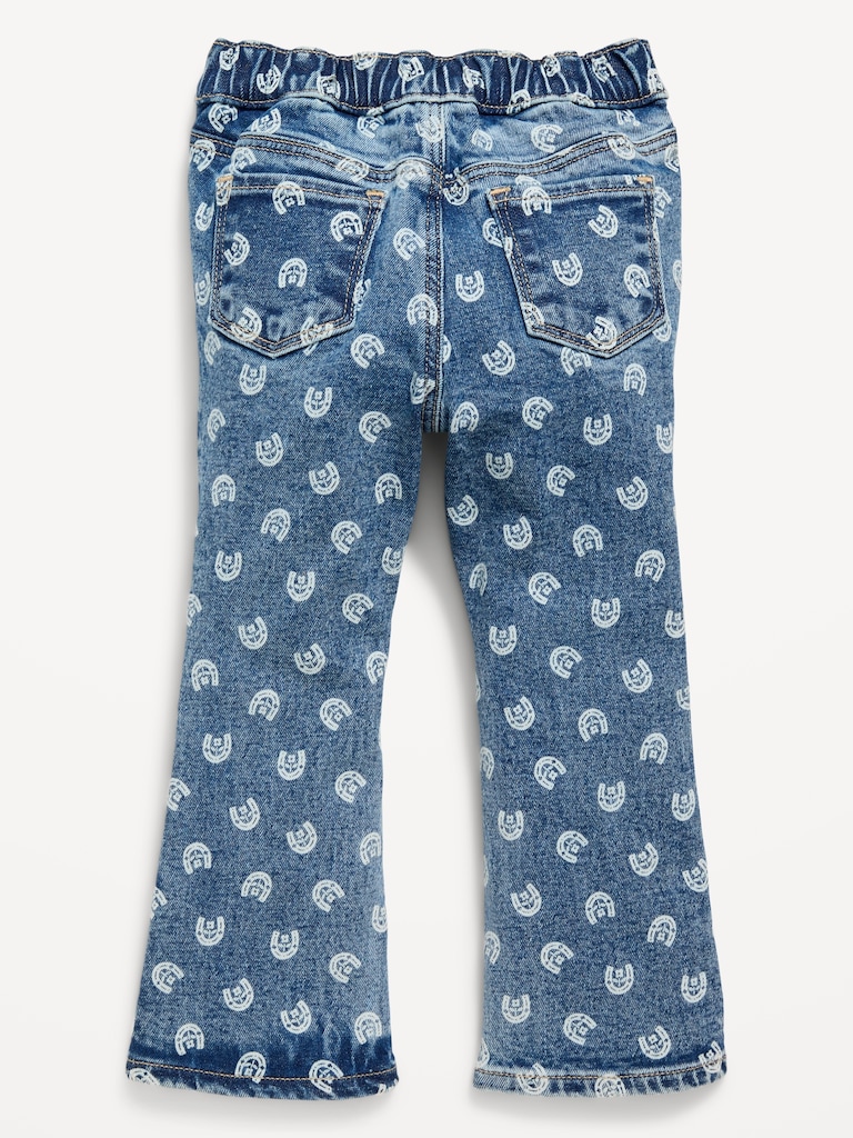 Printed Pull-On Flare Jeans for Toddler Girls