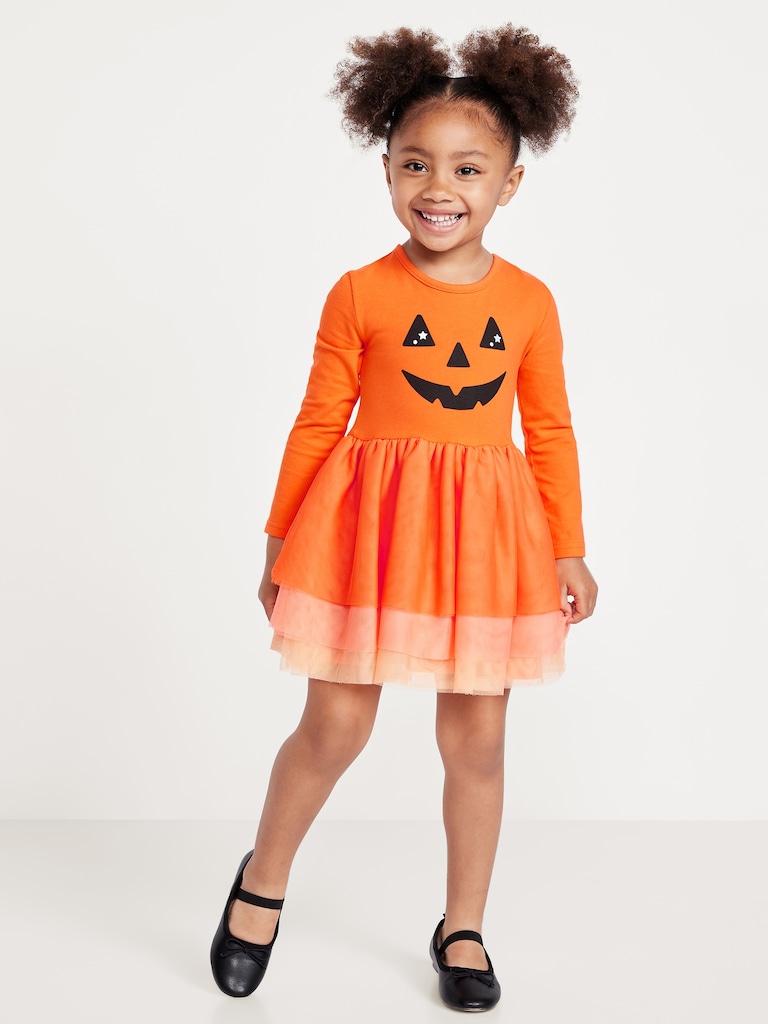 Fit and Flare Long-Sleeve Tutu Dress for Toddler Girls
