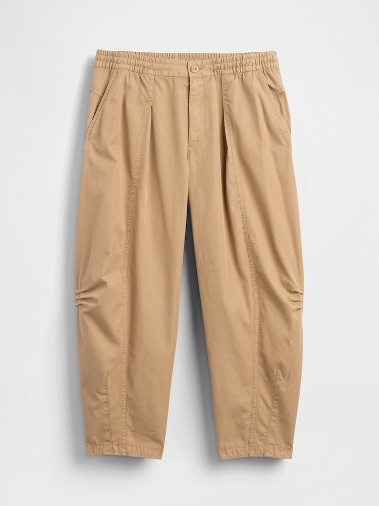 Mid Rise Twill Barrel Pants