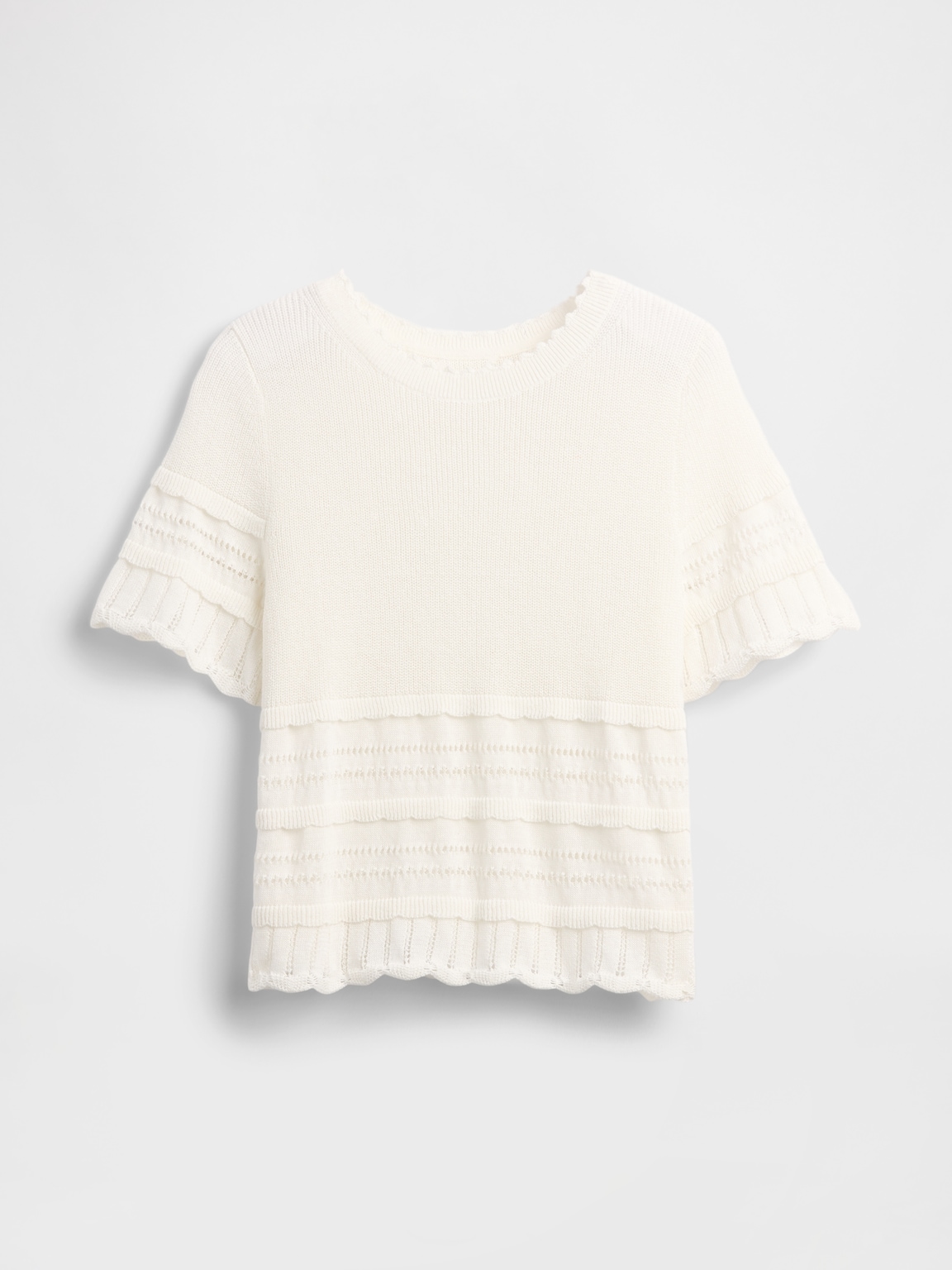 Linen-Blend Pointelle Sweater Crop Top
