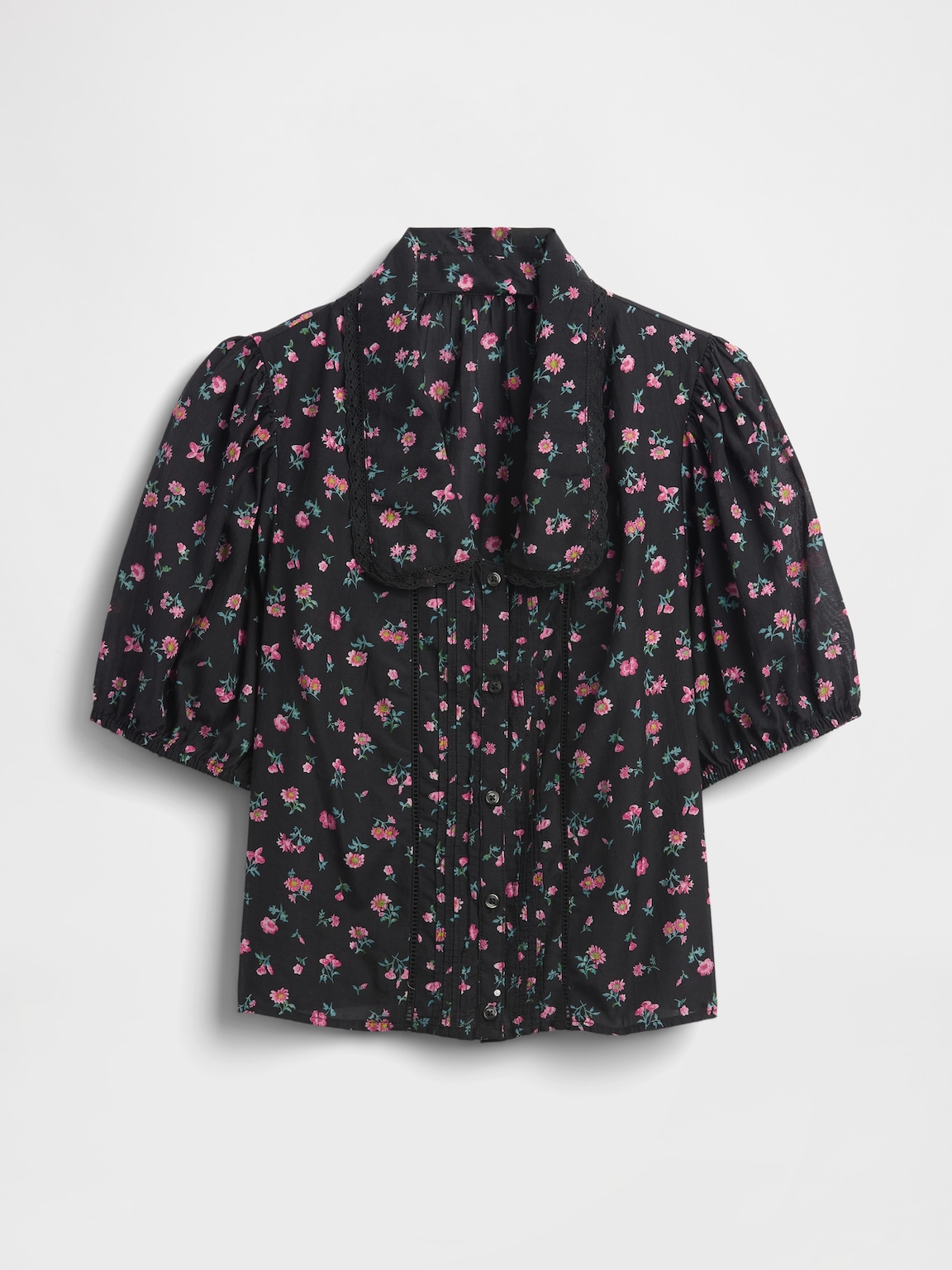 Puff-Sleeve Collared Top