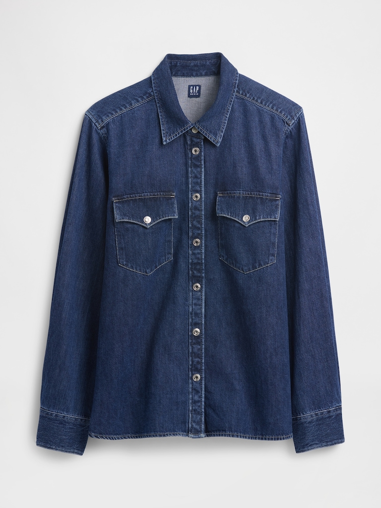 Relaxed Denim Western Shirt