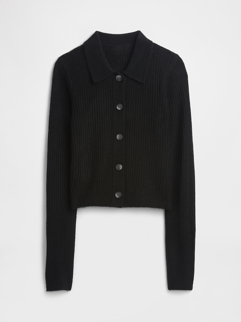 Fitted Cropped Collared Cardigan