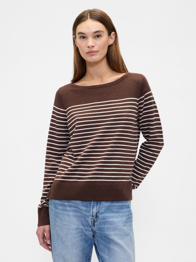 Relaxed Stripe Boatneck Sweater