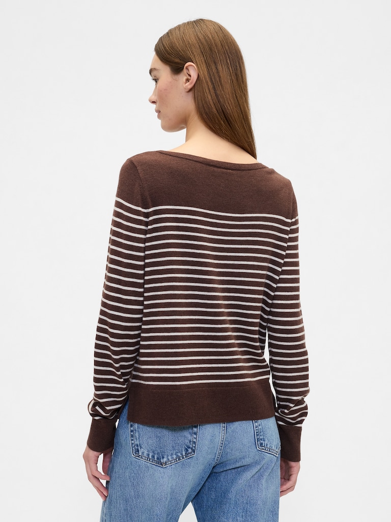 Relaxed Stripe Boatneck Sweater