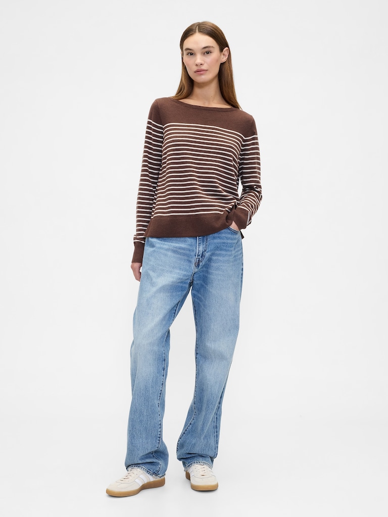 Relaxed Stripe Boatneck Sweater