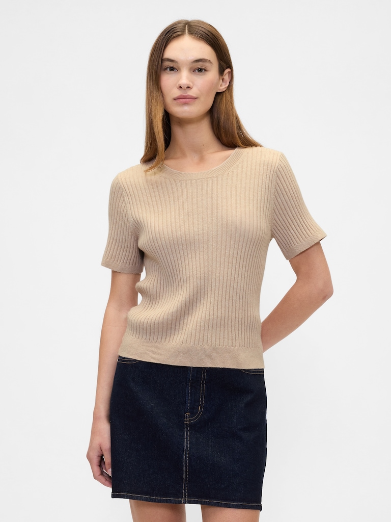 CashSoft Ribbed Crewneck T-Shirt