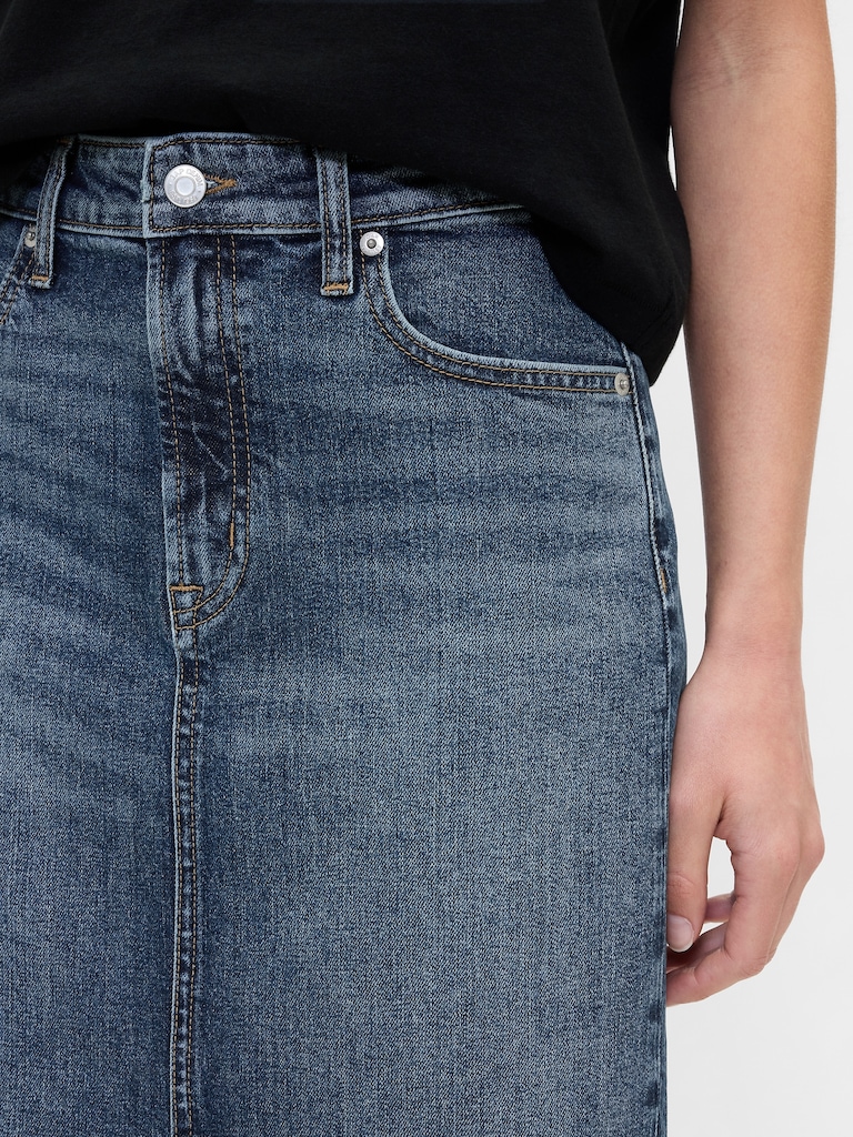 Denim Midi Pencil Skirt