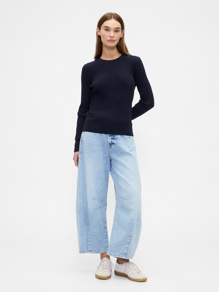 CashSoft Cable-Knit Crewneck Sweater