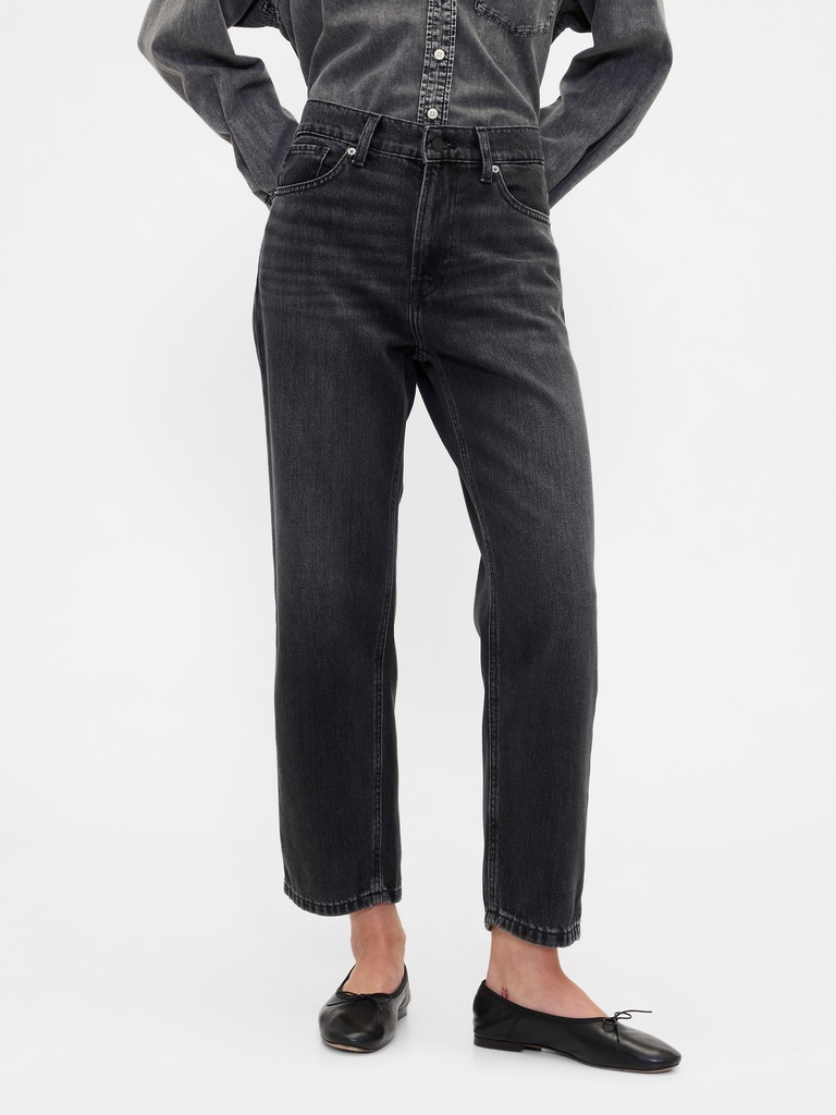 Mid Rise SuperSoft Relaxed Straight Crop Jeans