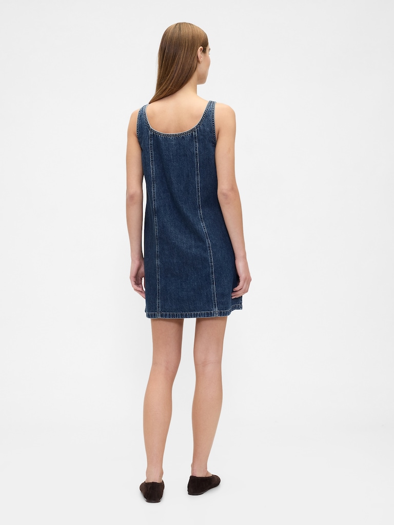 Denim Scoopneck Mini Dress