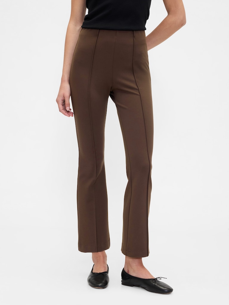 High Rise Ponte Flare Crop Pants