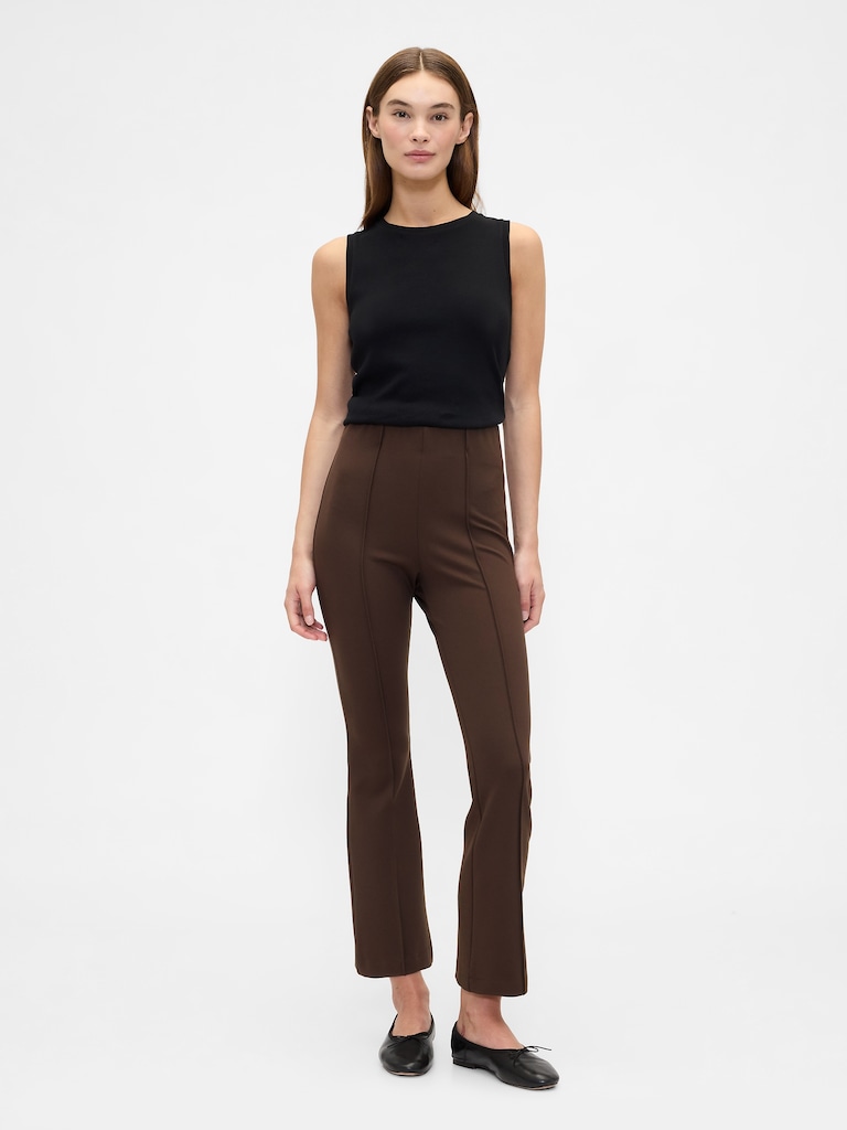 High Rise Ponte Flare Crop Pants