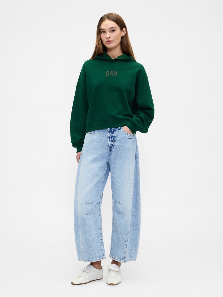 Relaxed Gap Mini-Logo Cropped Hoodie