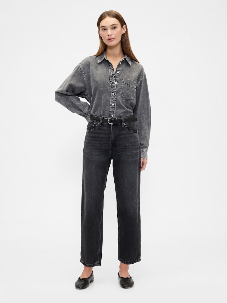Mid Rise SuperSoft Relaxed Straight Crop Jeans