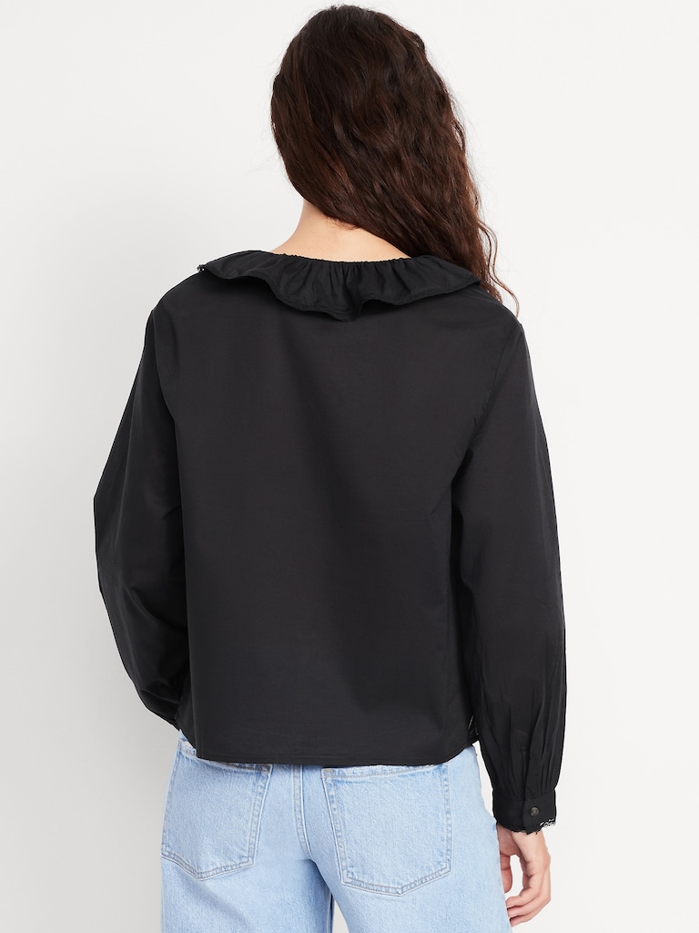 Ruffle Button-Down Shirt