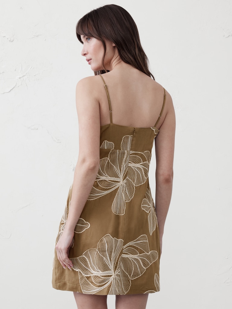 Strappy Embroidered Mini Dress