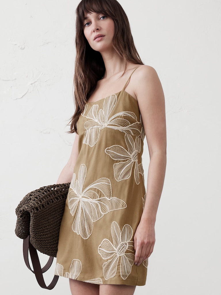 Strappy Embroidered Mini Dress