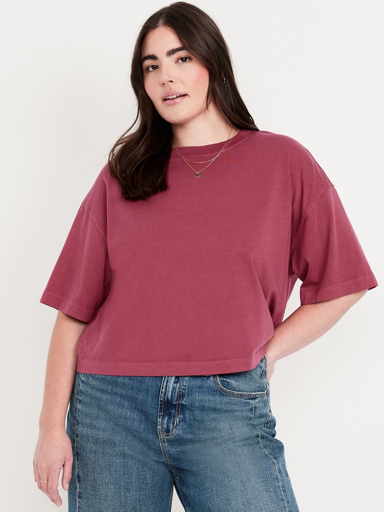 Vintage Crew-Neck Cropped T-Shirt