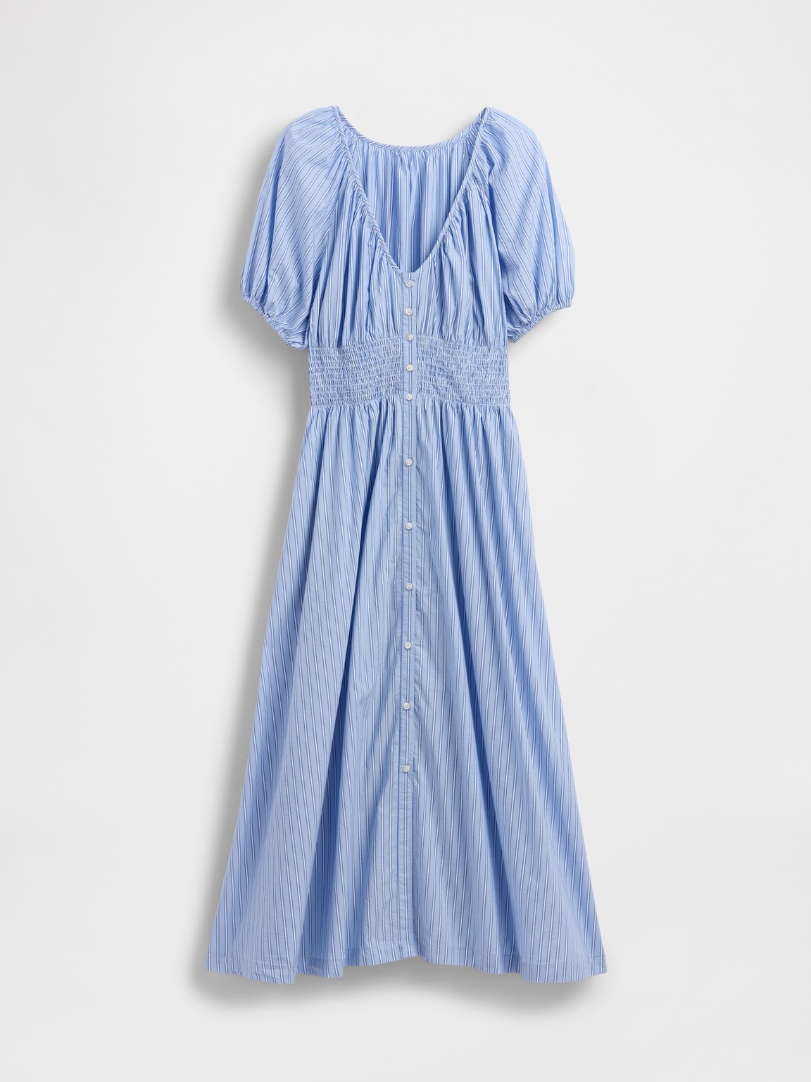 Puff-Sleeve Midi Dress