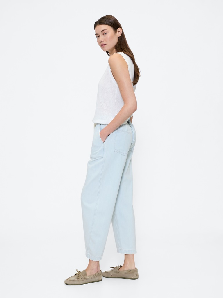 Mid Rise SuperSoft Pull-On Barrel Jeans