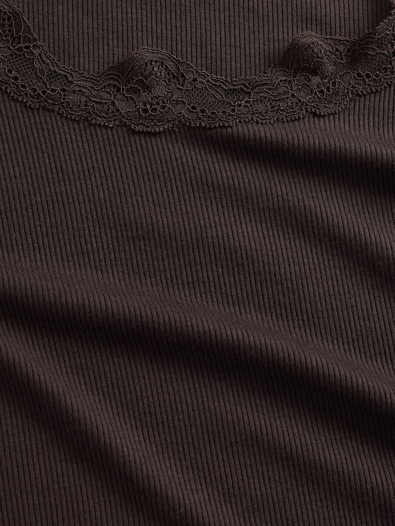 Mini Rib Lace-Trim PJ Top