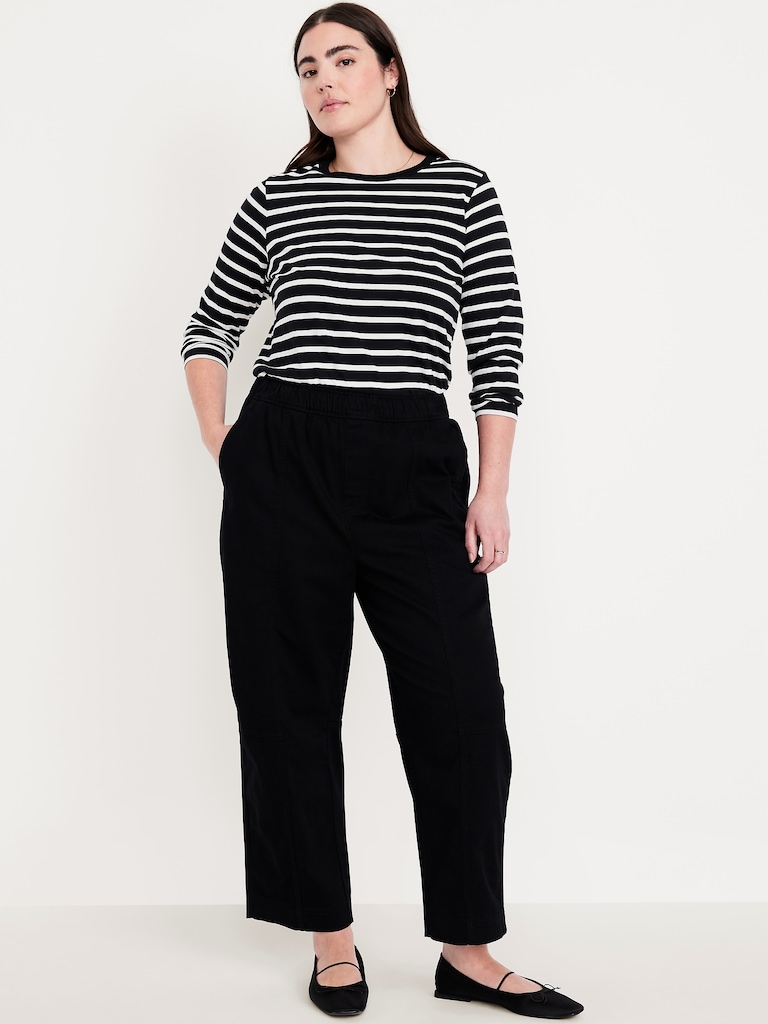 High-Waisted Barrel Ankle Pants