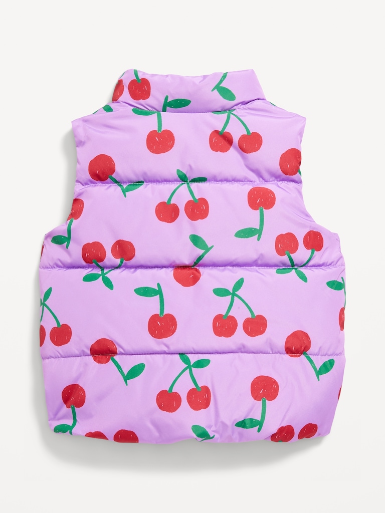 Printed Water-Resistant Frost Free Puffer Vest for Toddler Girls