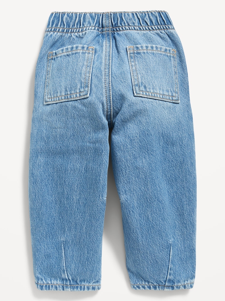 Pull-On Baggy Barrel-Leg Jeans for Toddler Girls