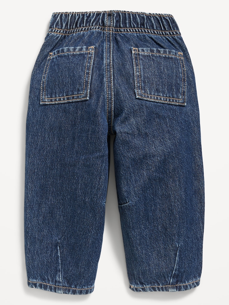 Pull-On Baggy Barrel-Leg Jeans for Toddler Girls