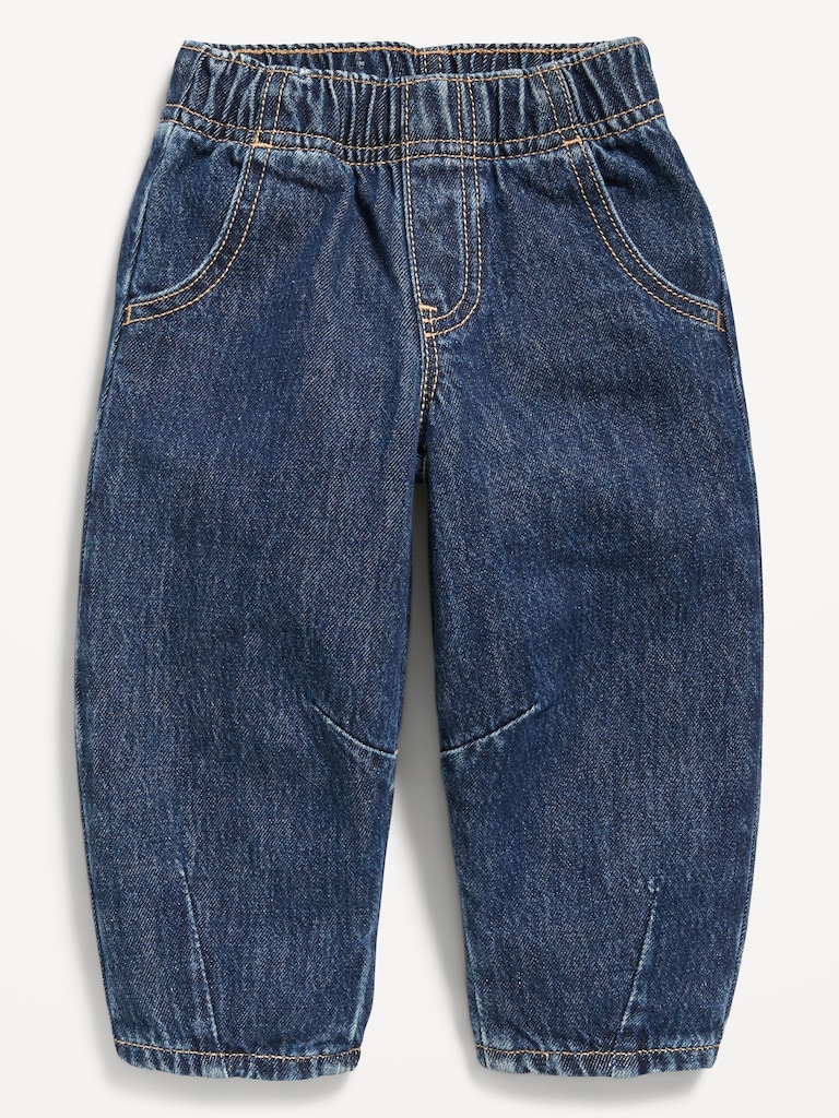 Pull-On Baggy Barrel-Leg Jeans for Toddler Girls