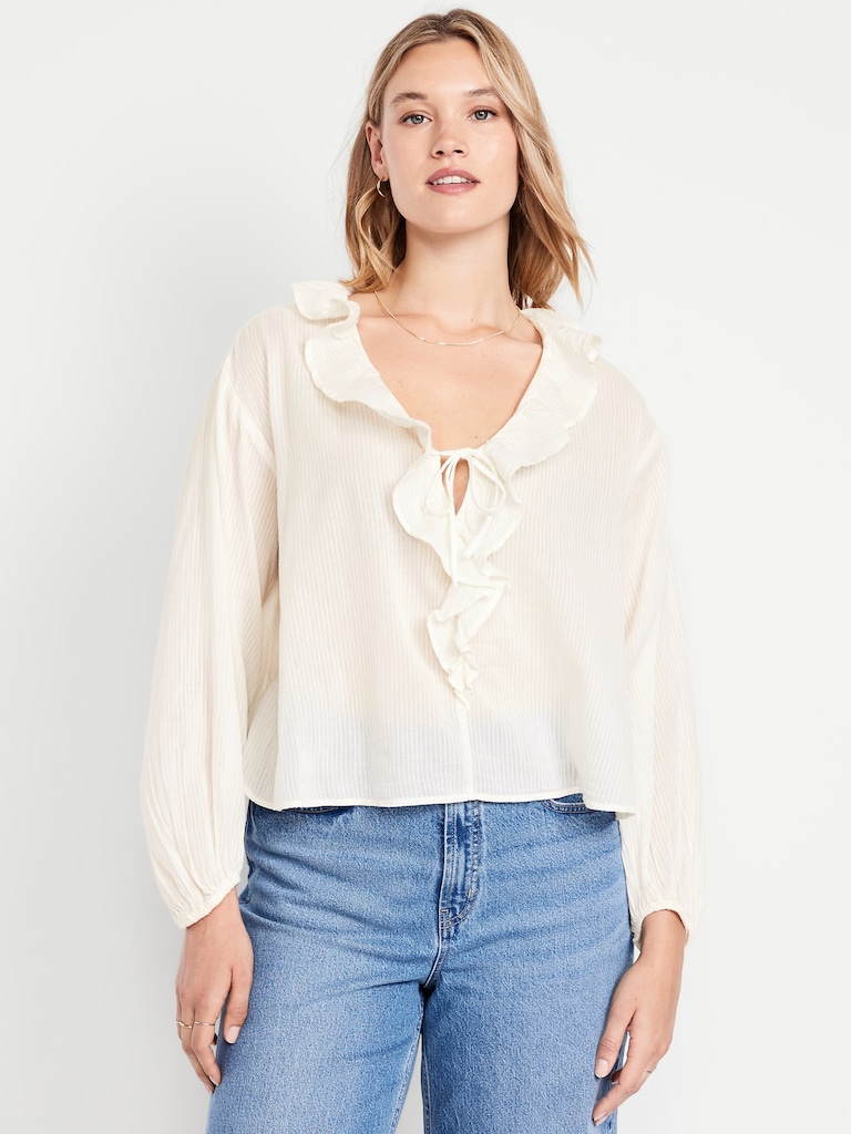 Tie-Front Ruffle Top