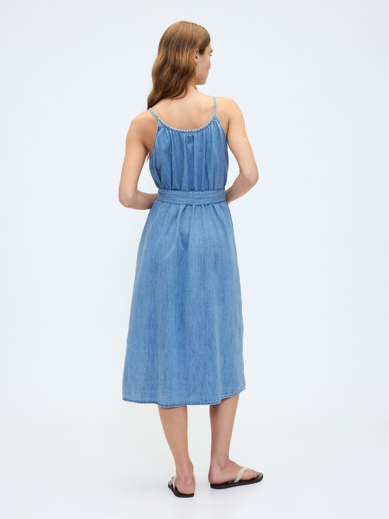Belted Denim Midi Dress