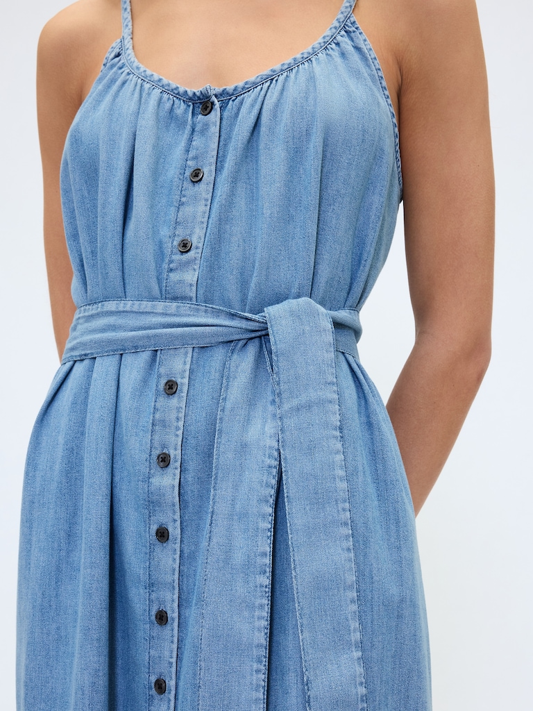 Belted Denim Midi Dress