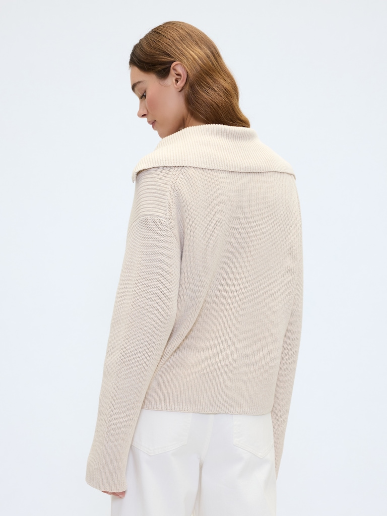 Relaxed Ribbed Quarter-Zip Sweater