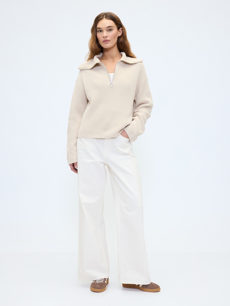 Relaxed Ribbed Quarter-Zip Sweater