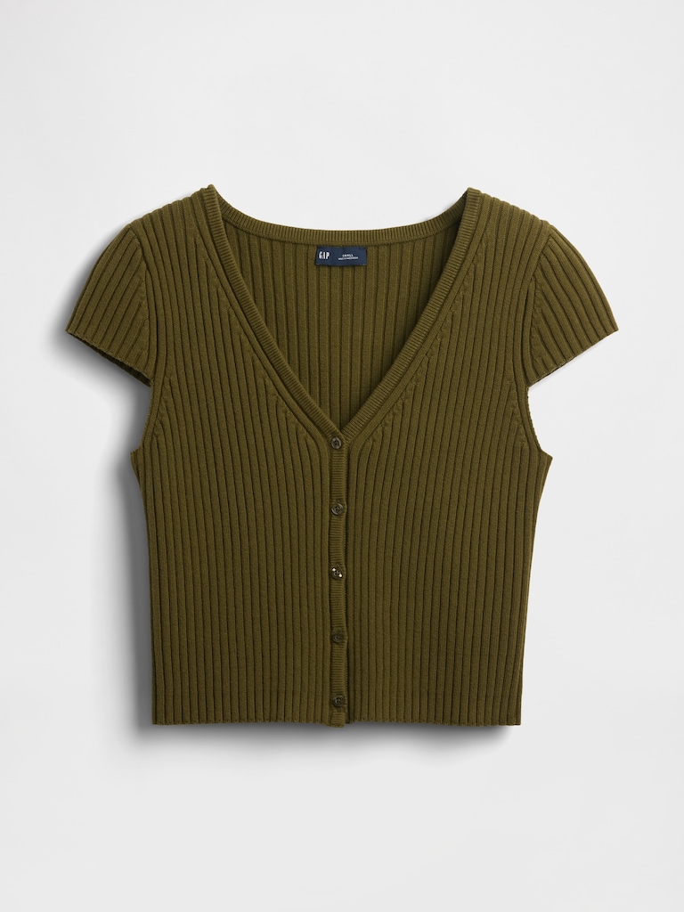 Cropped Rib Cardigan