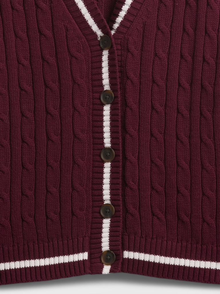 100% Cotton Cable-Knit Cardigan