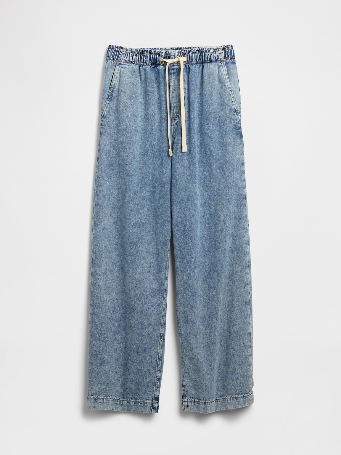 High Rise Pull-On Wide-Leg Jeans