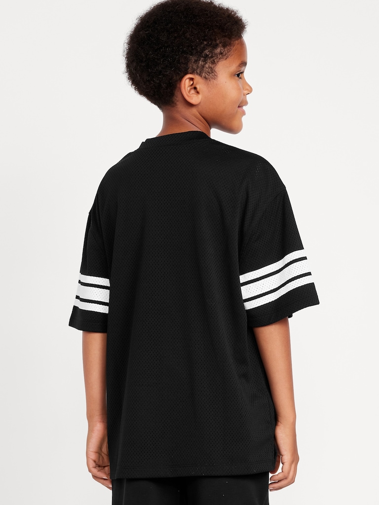 Oversized Boxy Mesh Graphic T-Shirt for Boys