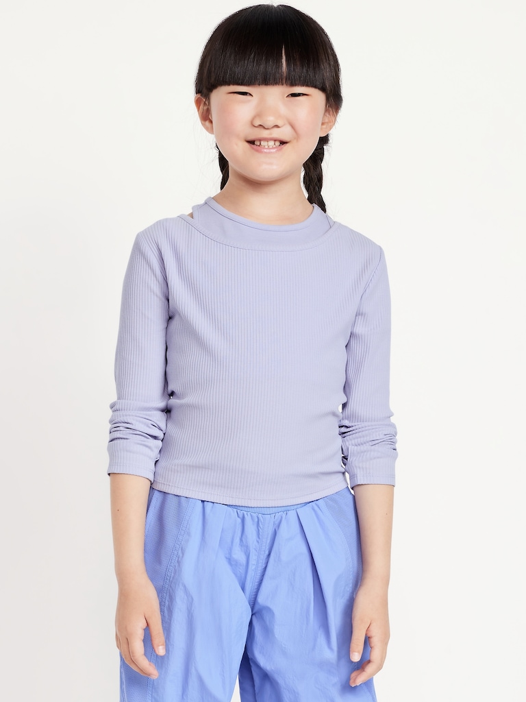 2-In-1 Ribbed Performance Top for Girls