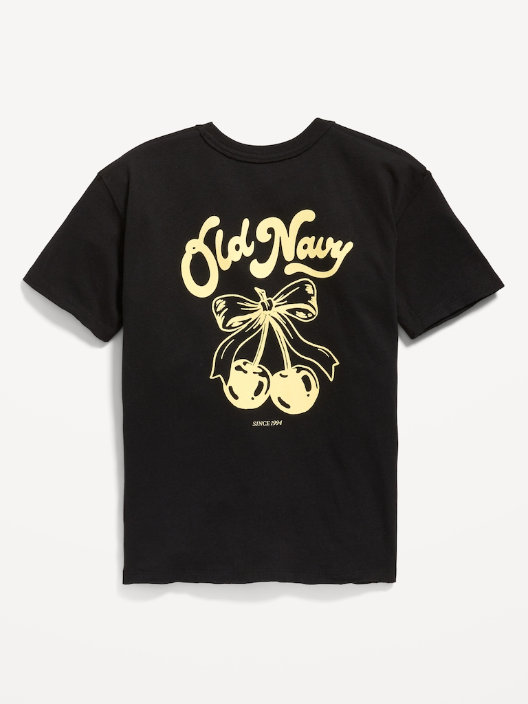 Oversized Short-Sleeve Logo-Graphic Raw-Edge T-Shirt for Girls