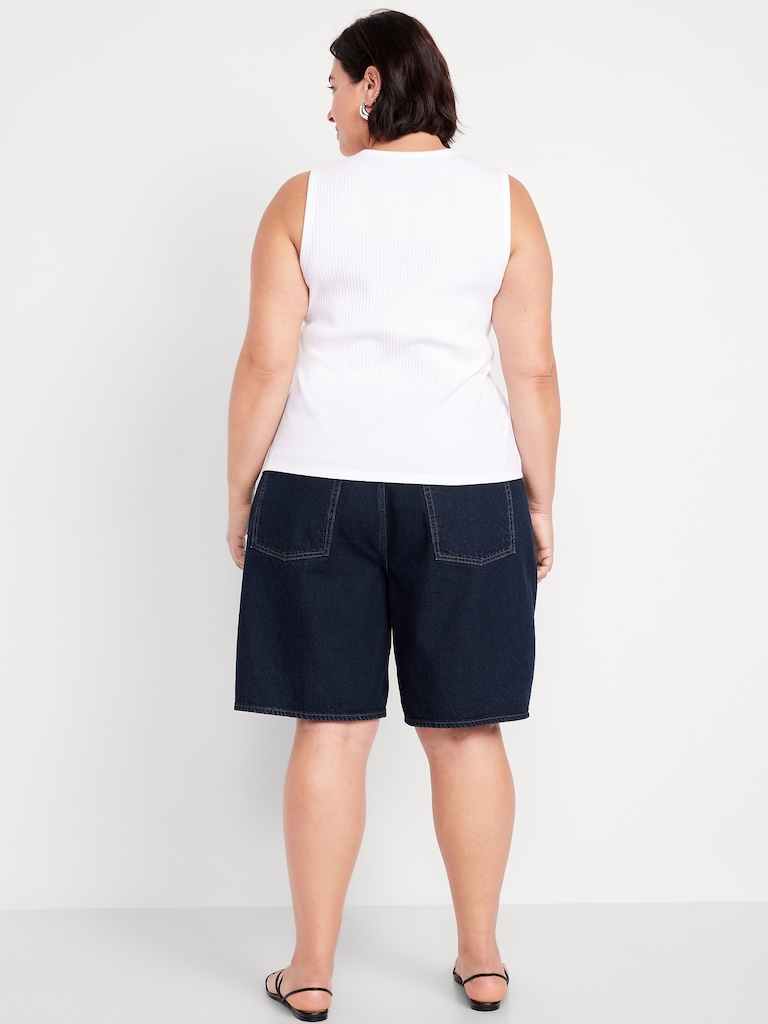 Mid-Rise Baggy Jean Bermuda Shorts -- 9-inch inseam