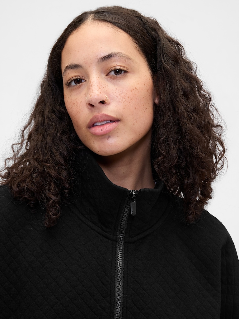 GapFit Oversized Quilted Quarter-Zip Jacket