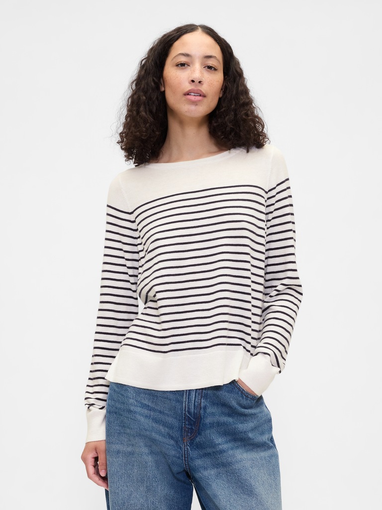Relaxed Stripe Boatneck Sweater