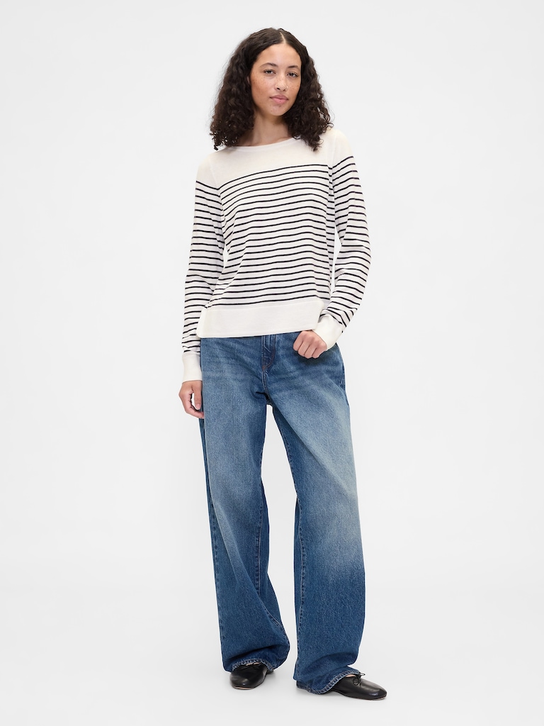 Relaxed Stripe Boatneck Sweater
