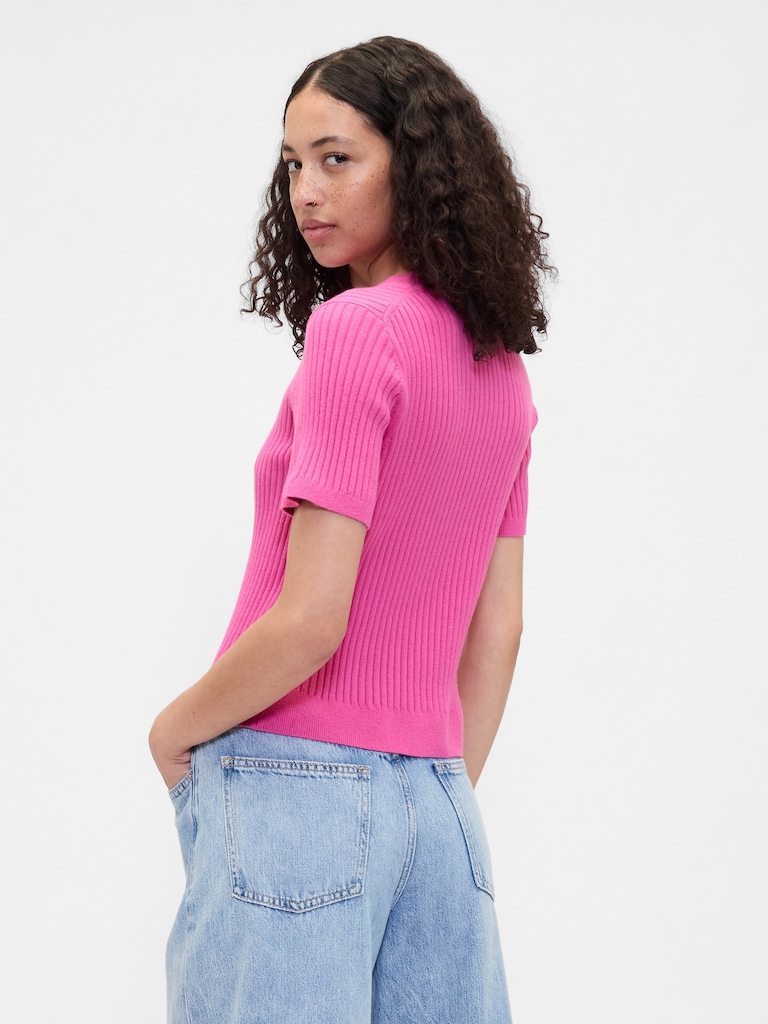 CashSoft Ribbed Crewneck T-Shirt