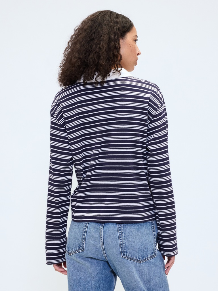 Oversized Stripe Rugby Polo Shirt