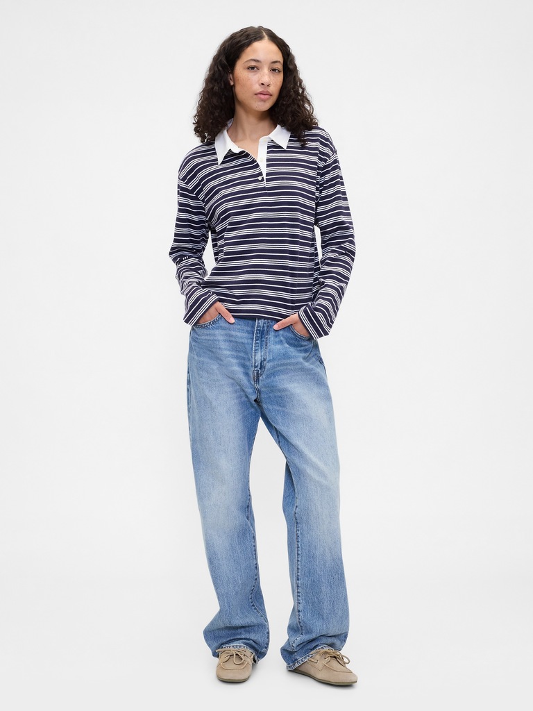 Oversized Stripe Rugby Polo Shirt